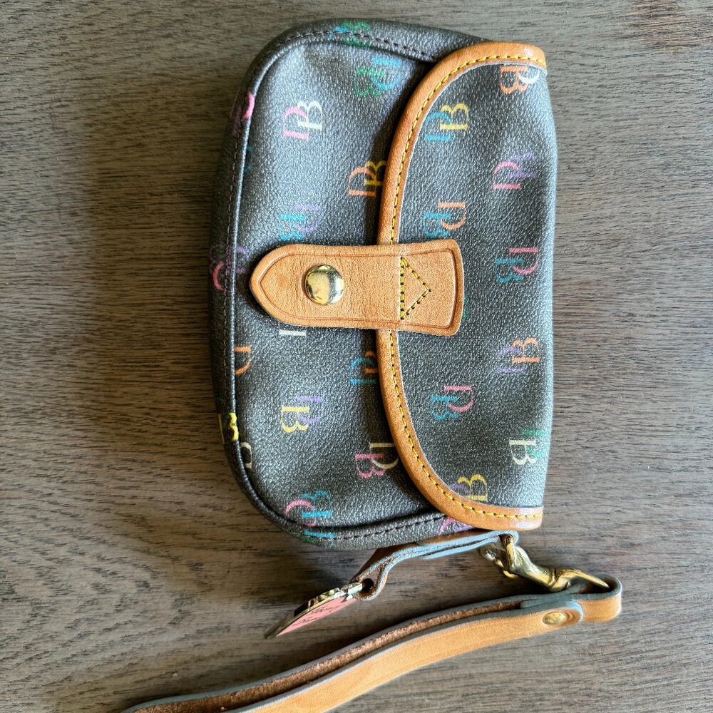Vintage Y2K Dooney and Bourke Black Rainbow Wristlet